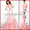 Luxurious Strapless Beaded Pink Lace Sexy Mermaid Famous Designer Mermaid Evening Dress