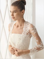 Long Sleeve Lace Bridal Bolero Jacket Fast Shipping Elegant Cheap Ivory Wedding Lace Bolero 1 PCs/Lot(China (Mainland))