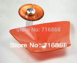 Popular Hand Paint Vessel Bathroom Glass Basin & Brass Water Faucet Set X1125(China (Mainland))