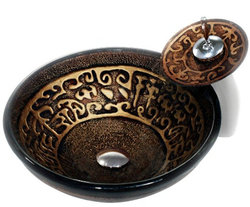 Bathroom Artistic Screw Thread Tempered Glass Vessel Vanity Hand Print Color Sink Bowl AD-1302(China (Mainland))