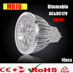10X High Power Dimmable MR16 GU10 E27 B22 E14 GU5.3 4x3W 12W Spotlight Lamp 4 CREE LED 12V Light Bulb Downlight(China (Mainland))