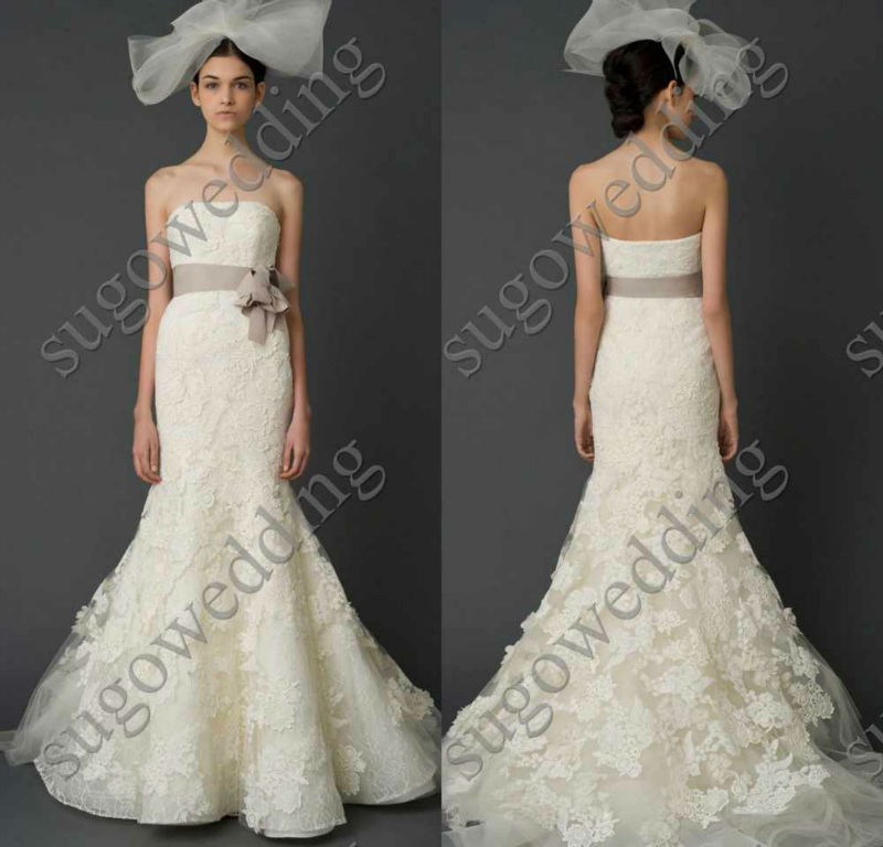 wedding dress Champagne high with long sleeves A-line lace bridal ...