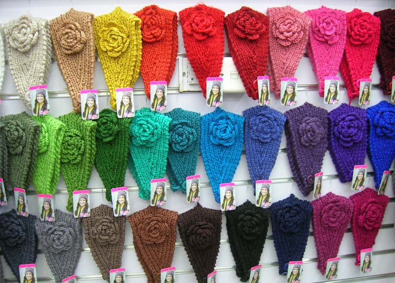 diadema hecha a mano de ganchillo bandas para la cabeza de acrílico flor headwrap punto sombreros de invierno