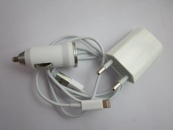 EU Plug Home Charger, Car Charger, USB Cable,Kit for iPhone 5 White 3in1 set(Hong Kong)
