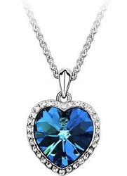 Min.order is $15 (mix order) Free Shipping&Ocean Heart Titanic Necklace Pendant for Women,Charms Blue Heart Sweater Chain#N460(China (Mainland))