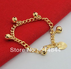 GPB039 Free Shipping Gold Plated Top Quality 12.4cm Bell Tag Baby Charm Bracelet / Charmhouse 2013 Promote Item(China (Mainland))