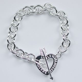 HS084 925 Silver Plated Bracelet love arrow and heart clip fashion jewelry 20CM 0 7CM