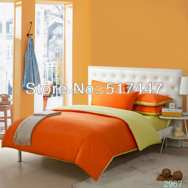 modern #2967 orange bedding set 4pc cotton bed sheet set / comforter ...