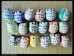200pcs/lot Animal Owl Charm Ceramic Porcelain Bead mixed colour xc-171(China (Mainland))