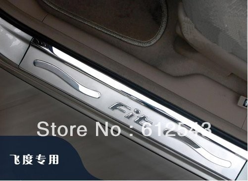 Free shipping!Honda Fit 4pcs/lot car high quality inside Door Sill Scuff Plate protector step cover guards(China (Mainland))