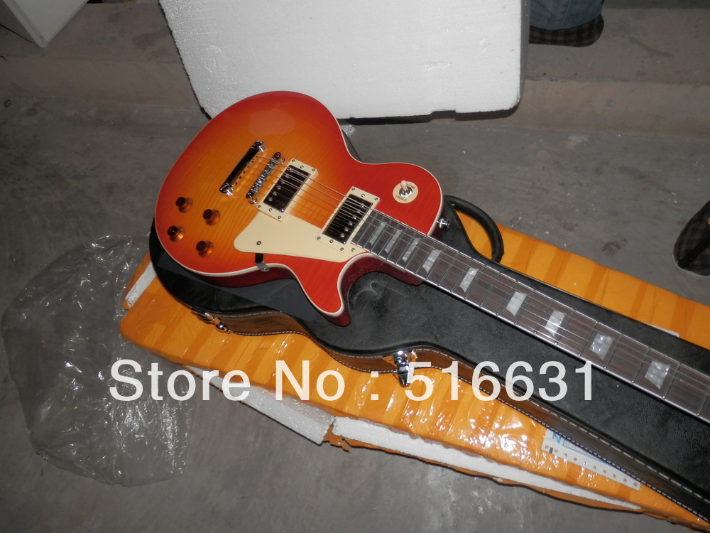Wholesales - Very sell like hot cakes New LP standard sunburst 2 pickups electric guitar ! Free shipping include cases(China (Mainland))