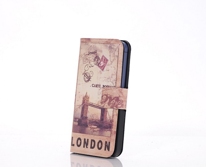 Newest London bridge design Retro style flip leather case stand cover suit for iPhone5 .free shipping 1pcs wallet lether pouch(China (Mainland))