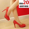 2012 Japanned Leather Platform Shallow Mouth High Heeled Shoes Thin Heels OL Shoes Red Bridal Shoes