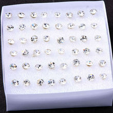 New fashion popular women’s delicate crystal stud earrings/wholesse lots 12 pairs Stud Earrings!free shipping