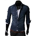 Free Shipping 2013 Men StylishVintage Slim Fit Denim Jean Casual Long Sleeve Shirt Top S266