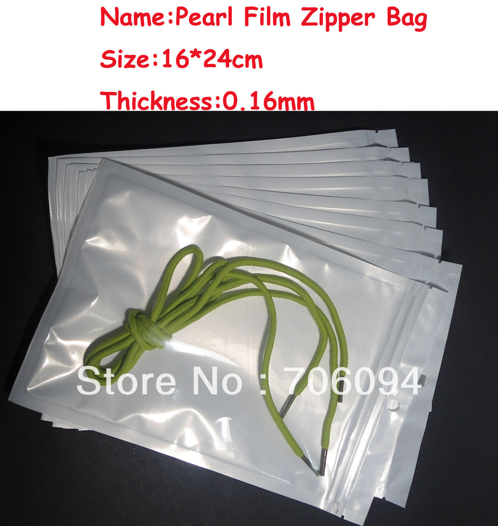 Size:16*24cm,200pcs/lot,Pearl White Zipper Plastic bag,Pearl film Plastic bag,Polybag,Plastic Package for Gifts(China (Mainland))