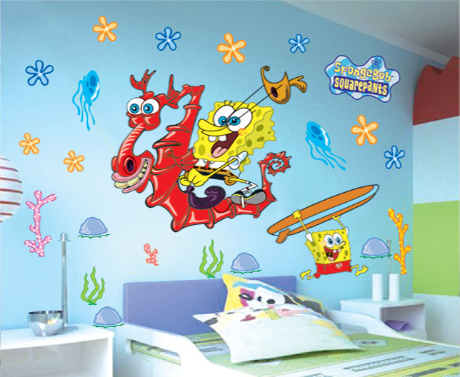 SIZE30*60( 23"X13") Sponge Bob Vinyl Wall Decal Stickers DIY Home Decor Wholesales1307 ,1PCS DROPSHIPPING