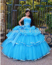 2013 Fashion Stunning Blue Satin/Tulle Quinceanera Dresses