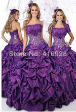 Stunning Fashion Free Jacket Pleat Purple Taffeta Quinceanera Dresses