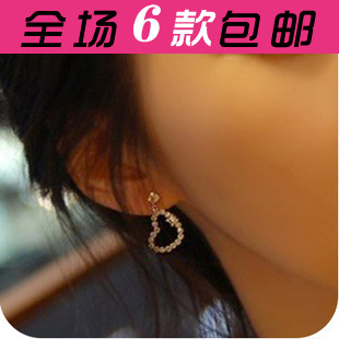 Free Shipping 0294 accessories fashion zircon love earrings stud earring female marriage earring