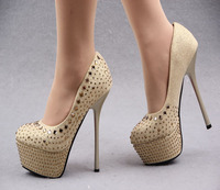 2014 wedding shoes rhinestones high-heeled pumps platform women&#39;s sexy shoe free shipping