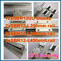 linear rail SBR12 -200 / 300 / 450mm (6 shaft support rails+ 12 SBR12UU  bearing blocks)