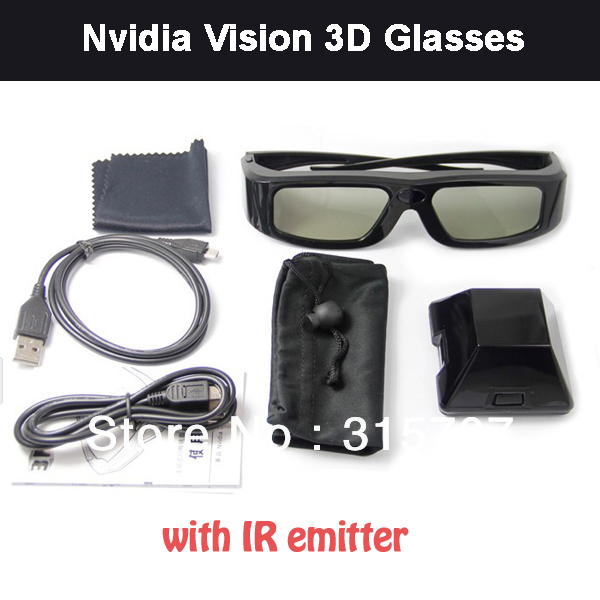 free shipping 3 pieces/lot 3d pc games video glasses for PC 120Hz display+ NVIDIA graphics card+ windows 7 or vista(China (Mainland))
