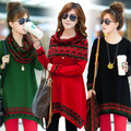 2012 loose women's wool plus size sweater one-piece dress long-sleeve female skirt