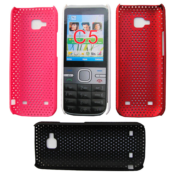 Hot sale 20pcs/lot hard mesh hole rubber case cover for Nokia C5 C5-00 Good quality and fashion style free shipping(China (Mainland))