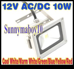 12V AC/DC 10W Warm White LED Flood Light High Power Waterproof Outdoor 12V Lights IP65 red blue green yellow LW2(China (Mainland))