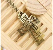 Free Shipping 6pcs/Lot New Arrivals Fashion Antique Bronze Three Layer Big Cross Necklace Jewlery, Sweater Chain