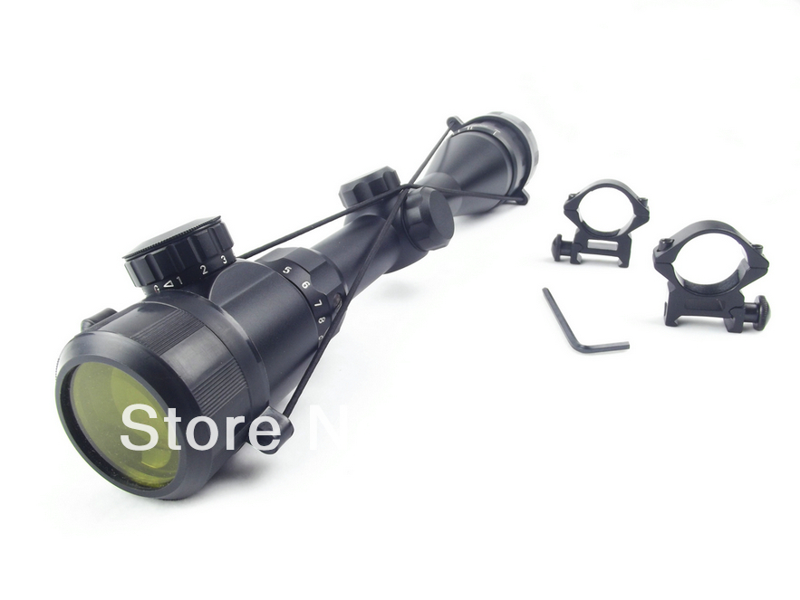 Illuminated 4-16x40 AOEG Rifle Scope Red & Green Light Adjustable Objective Lens with 20mm mounts(China (Mainland))