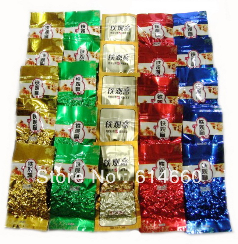 25pcs 5 Different Flavors TieGuanYin Oolong Tea 200g 5pcs 5 free shipping