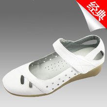 2012 white nurse shoes cutout genuine leather women’s shoes white work shoes mother shoes