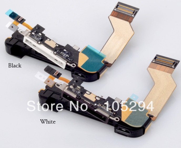 Free Shipping For iPhone 4S Replacement Charging Port Dock Connector Flex Cable Assembly Spare Repair Parts Replacement(China (Mainland))