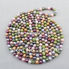 Free Shipping Popular 8mm Multicolor Freshwater Pearls Necklace 90 Length Wedding Jewelry Wholesale
