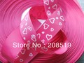 RG002 Gift ribbons 1'' Heart Printed Rosepink wedding ribbons 50 yards Grosgrain ribbons