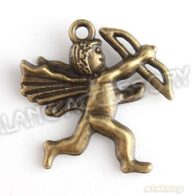 On Sale 60pcs lot Alloy Cupid With Bow Charms Antique Bronze Plated Pendant Fit Necklace Making