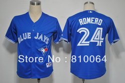 Sports baseball jesey # 24 Ricky Romero jereys Team Blue jays(China (Mainland))