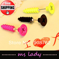 Free shipping 5pcs/lot Fashion Vintage Color punk screws personalized stud earring HK Airmail