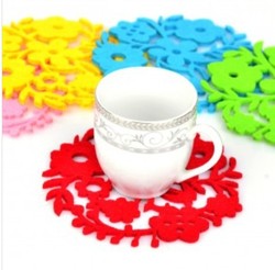Free shipping 60pcs/lot Novelties Colorful Felt Sun Flower Design table Cup Mat Sweet Cup Pad Coaster Cup Cushion Cooking Tools(China (Mainland))
