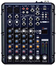 Hot Sale 2 Mono + 2 Stereo Channel Professional USB SMR6 Audio Mixer Console(China (Mainland))