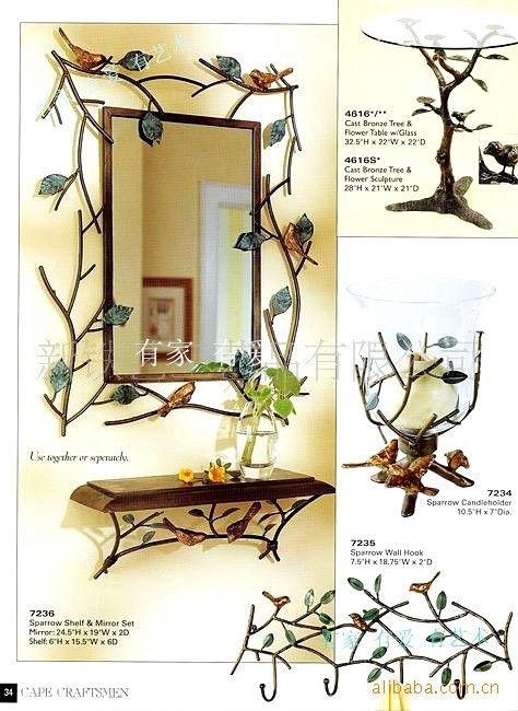 mode rustieke badkamer spiegel ijzeren frame spiegel plank rek houten Flying Tiger Badkamer ~ mode rustieke badkamer spiegel ijzeren frame spiegel plank rek houten