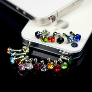 Luxury Phone Accessories Small Diamond Rhinestone 3 5mm Dust Plug Earphone Plug For Iphone Ipad Samsung