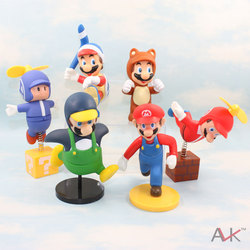 Wholesale Retail Free Shipping Plastic Super Mario Bros Luigi 6pcs/set 12-14cm PVC Action Figure Toys Baby Gifts Doll(China (Mainland))