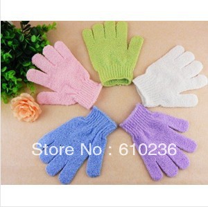 wholesale free shipping 25pcs/lot Cloth Mitt Exfoliating Face or Body Bath Scrub Moisturizing gloves April Glove(China (Mainland))