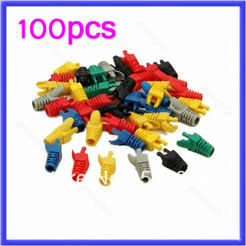 Free Shipping 100pcs/lot Mix Colors RJ45 Network Cable Plug Boots Connectors Cap Cat5 Cat6 New(China (Mainland))