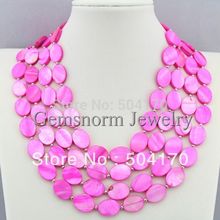 Amazing Gorgeous 4 Rows Shell Necklace Charming Fushia Fancy Necklace Bridal Jewelry Hot Free Shipping SP105