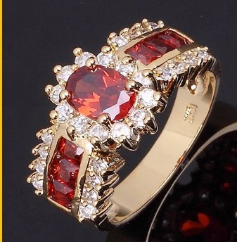 Size 10 or 8 Jewelry New Nice Red Garnet 10KT Yellow Gold Filled Ring Gift Gift