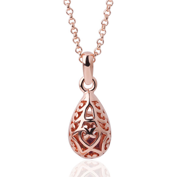 DL18KRGPN299 Wholesale Fashion 18K Rose Gold Plated Nickel Free Antiallergic Water-Drop Pandent Necklace Jewelry Factory Price(China (Mainland))